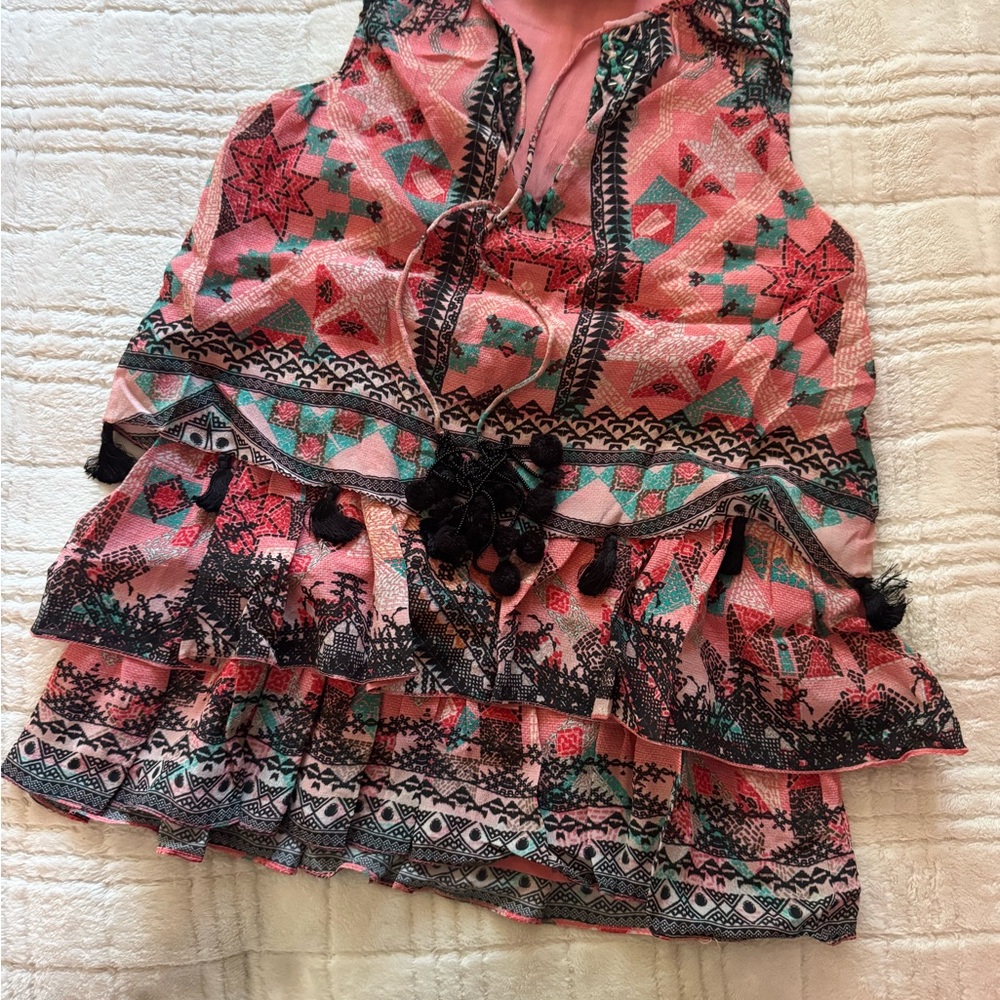 HEMANT & NANDITA Pink and Black Kids Casual Dress